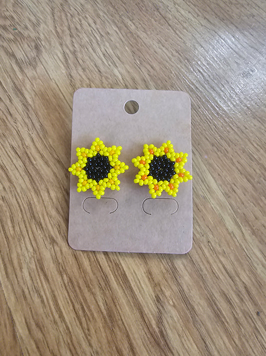 Earrings Sunflower Beaded Stud @amorfashionshop