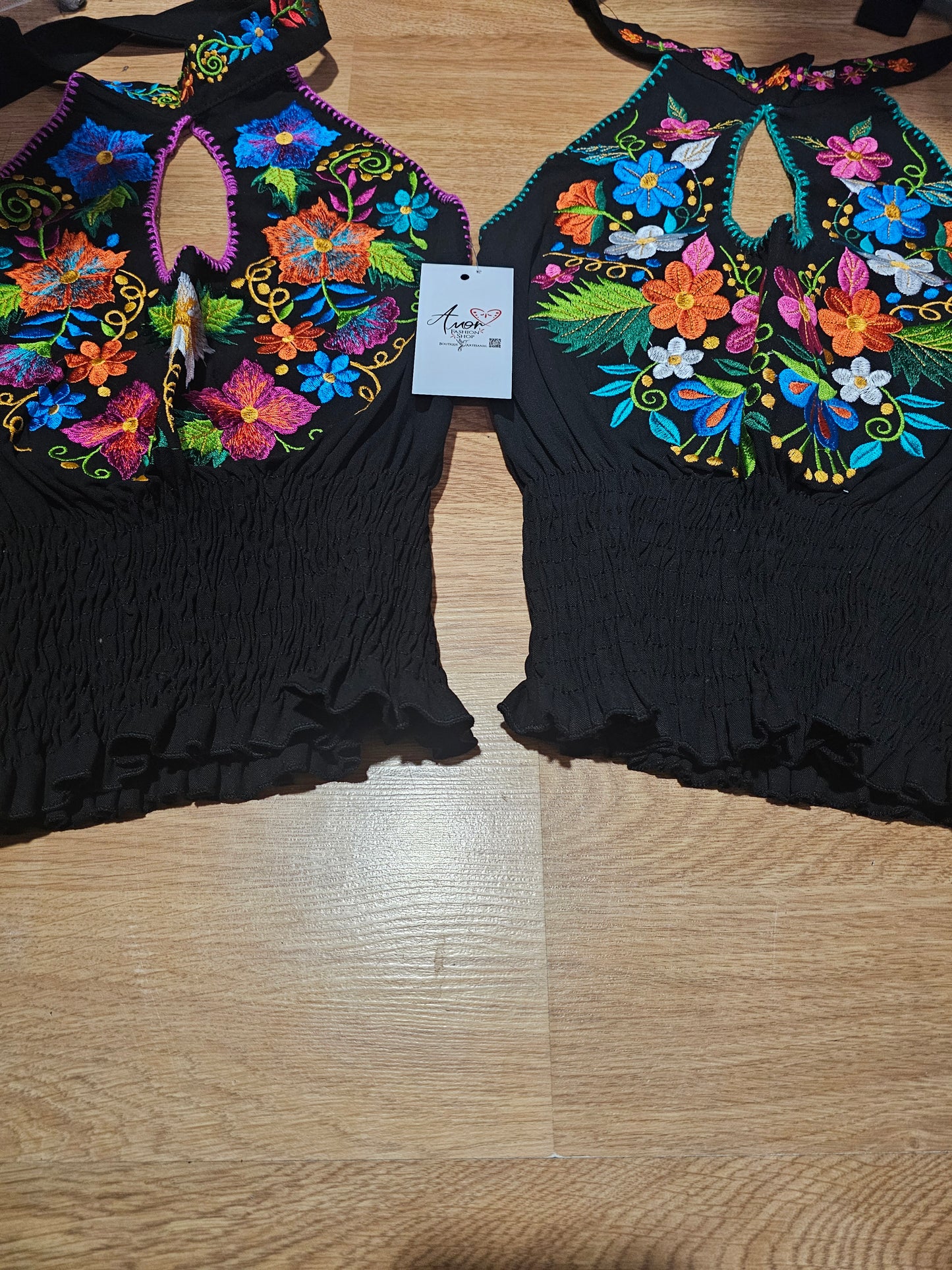 Top Halter Embroider Knitted Crop Top @amorfashionshop