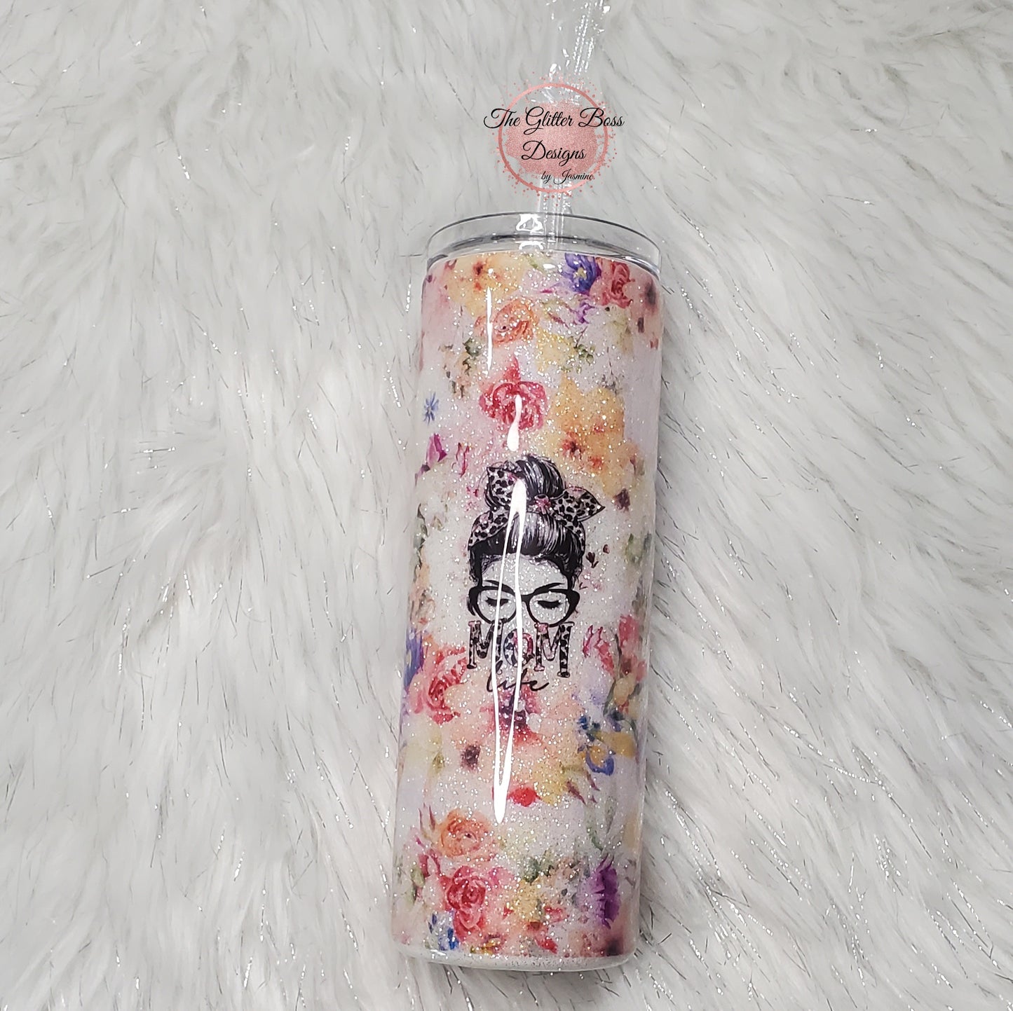 Flower Mom Life - 20 oz - Glitter Boss