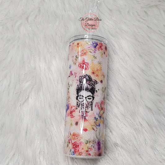 Flower Mom Life - 20 oz - Glitter Boss