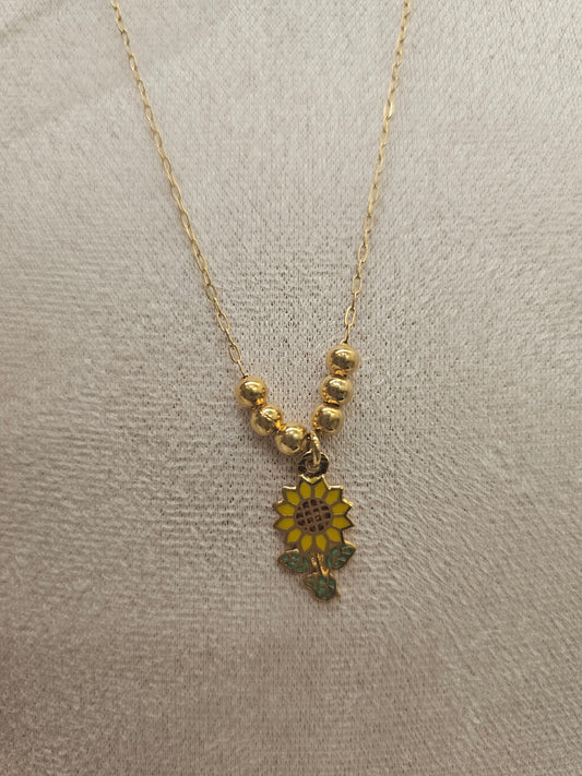 Gold Plated Necklace Sunflower@amorfashionshop