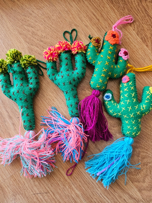 Cactus Keychain Hand Embroidered @amorfashionshop
