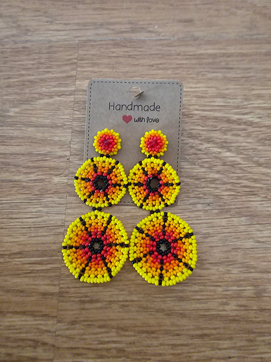 Round Dangling Beaded Earrings@amorfashionshop.com