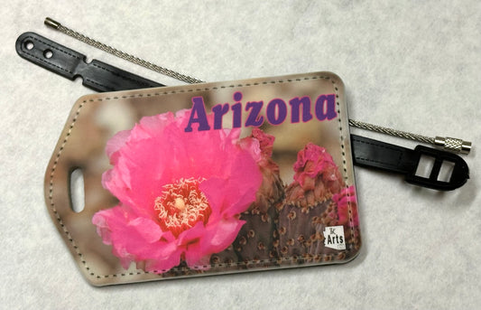 Pink Cactus Bloom Luggage Tag