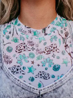 Skeleton and Turquoise Mesh Long Sleeve