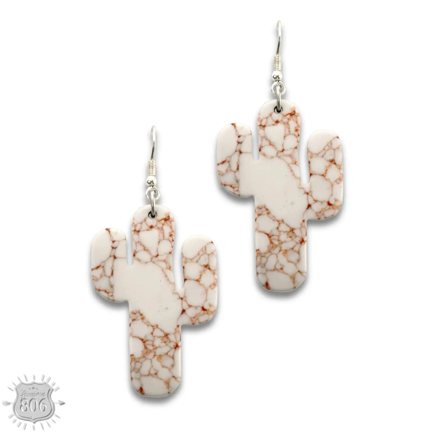 Cactus Earrings-Faux Stone