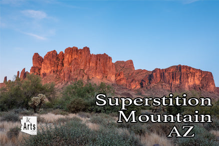 Photograph of Superstition Mountain Sunset in a Viewfinder