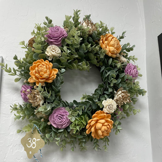 Wood Flower Wreath - LUNA WOOD FLOWERS