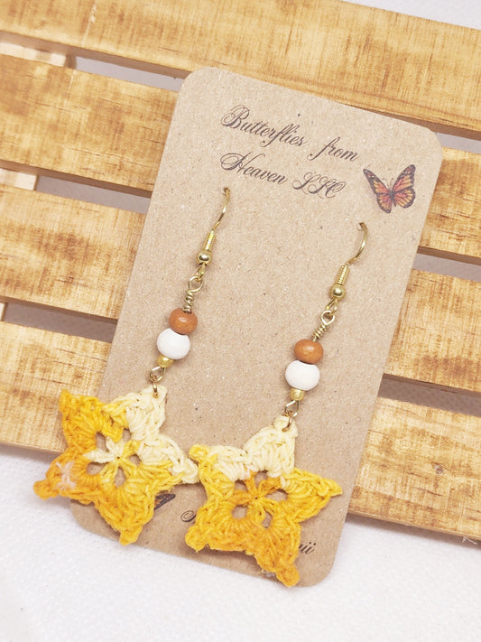 Crochet Star Flower dangle earrings - BUTTERFLIES FROM HEAVEN