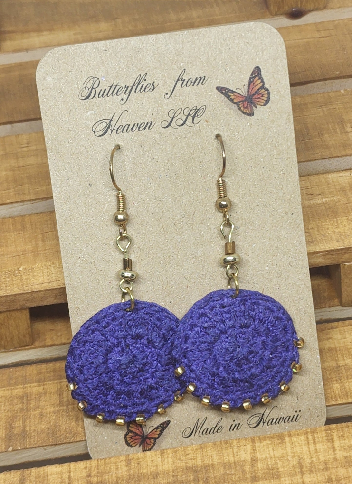 Crochet Round Medallion Dangle Earrings - BUTTERFLIES FROM HEAVEN