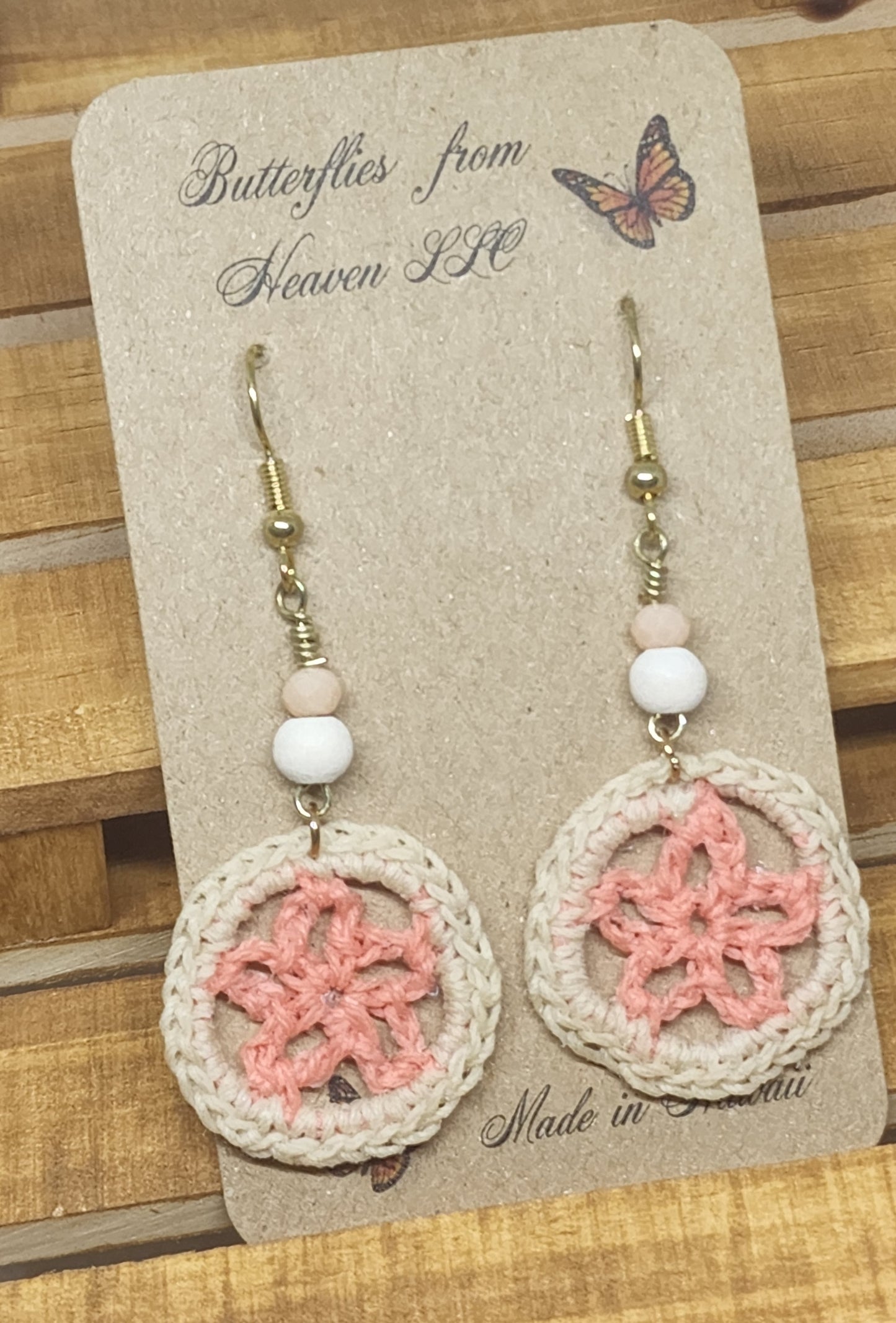Crochet Flower Medallion earrings - BUTTERFLIES FROM HEAVEN