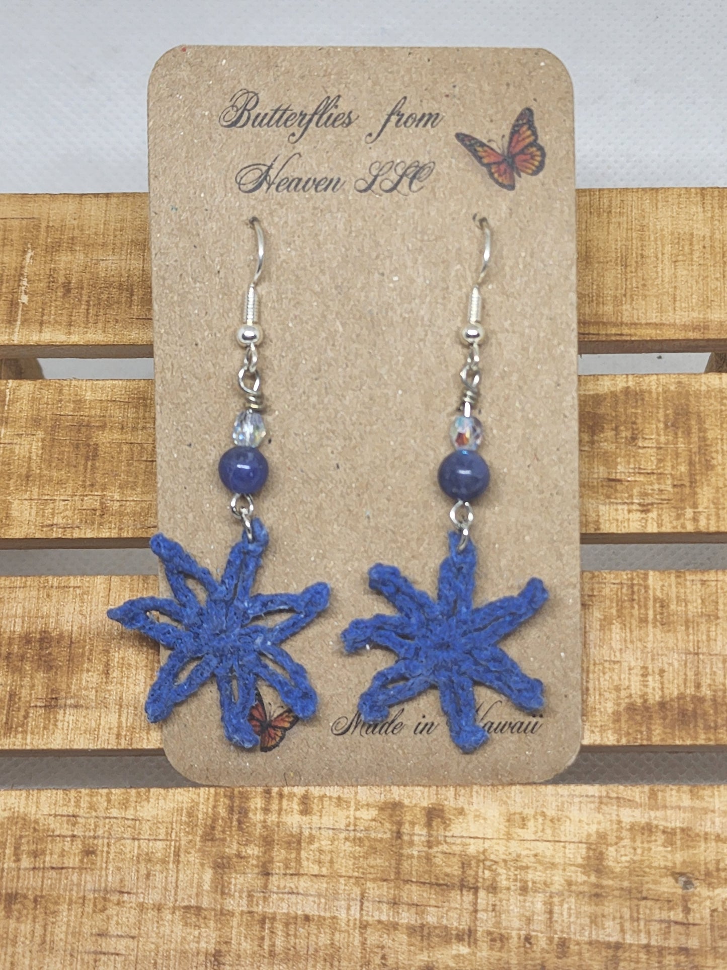 Crochet 7 petal Flower Earrings - BUTTERFLIES FROM HEAVEN