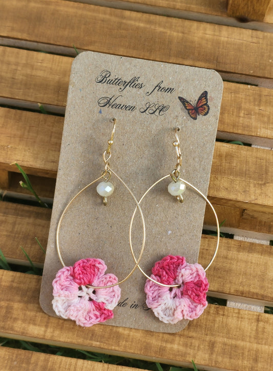Crochet 5 petal flower earrings - BUTTERFLIES FROM HEAVEN