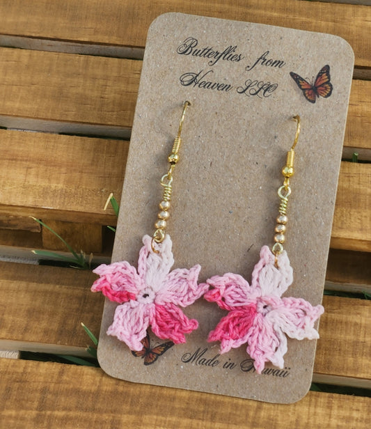 Crochet Cherry Blossom Earrings - BUTTERFLIES FROM HEAVEN