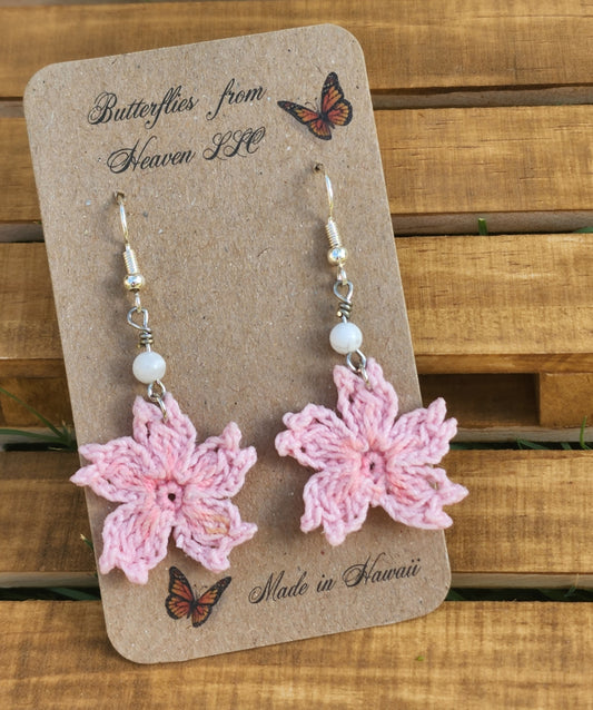 Crochet Cherry Blossom Earrings - BUTTERFLIES FROM HEAVEN