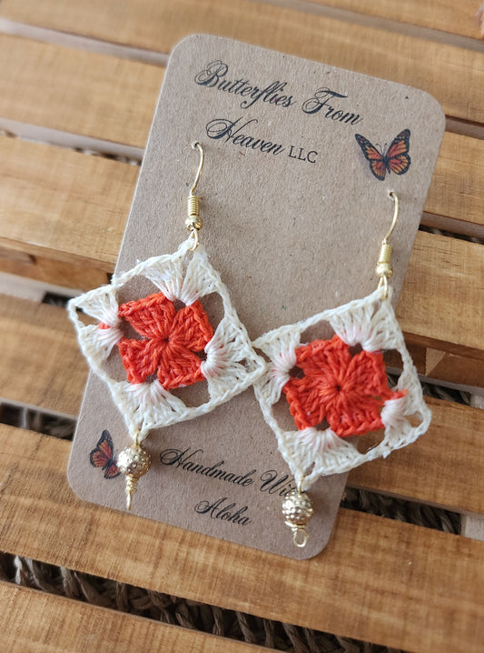 Small Crochet Granny Square earrings - BUTTERFLIES FROM HEAVEN