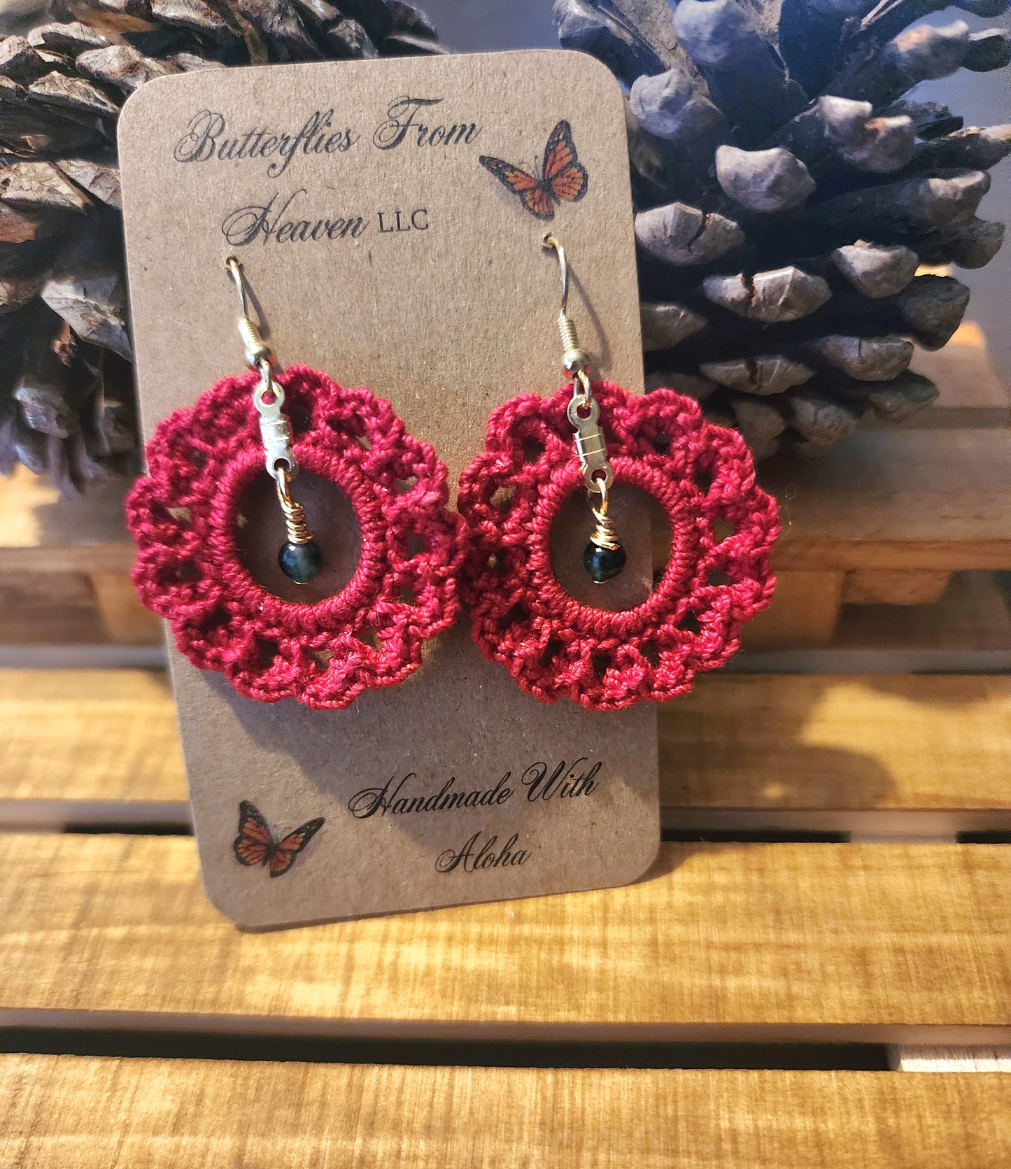 Crochet Lacy Round Earrings - BUTTERFLIES FROM HEAVEN