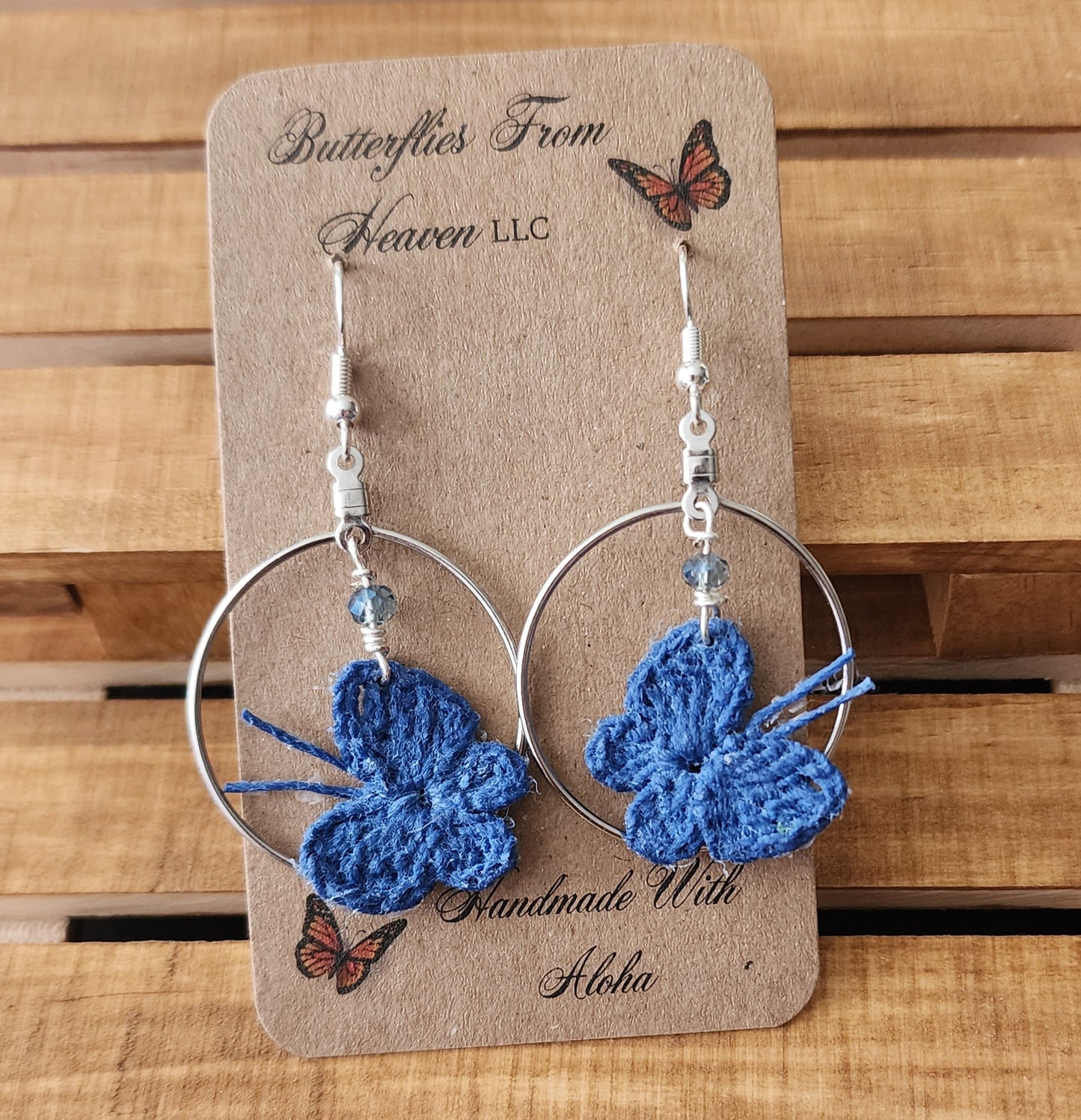 Crochet butterfly dangle earrings - BUTTERFLIES FROM HEAVEN