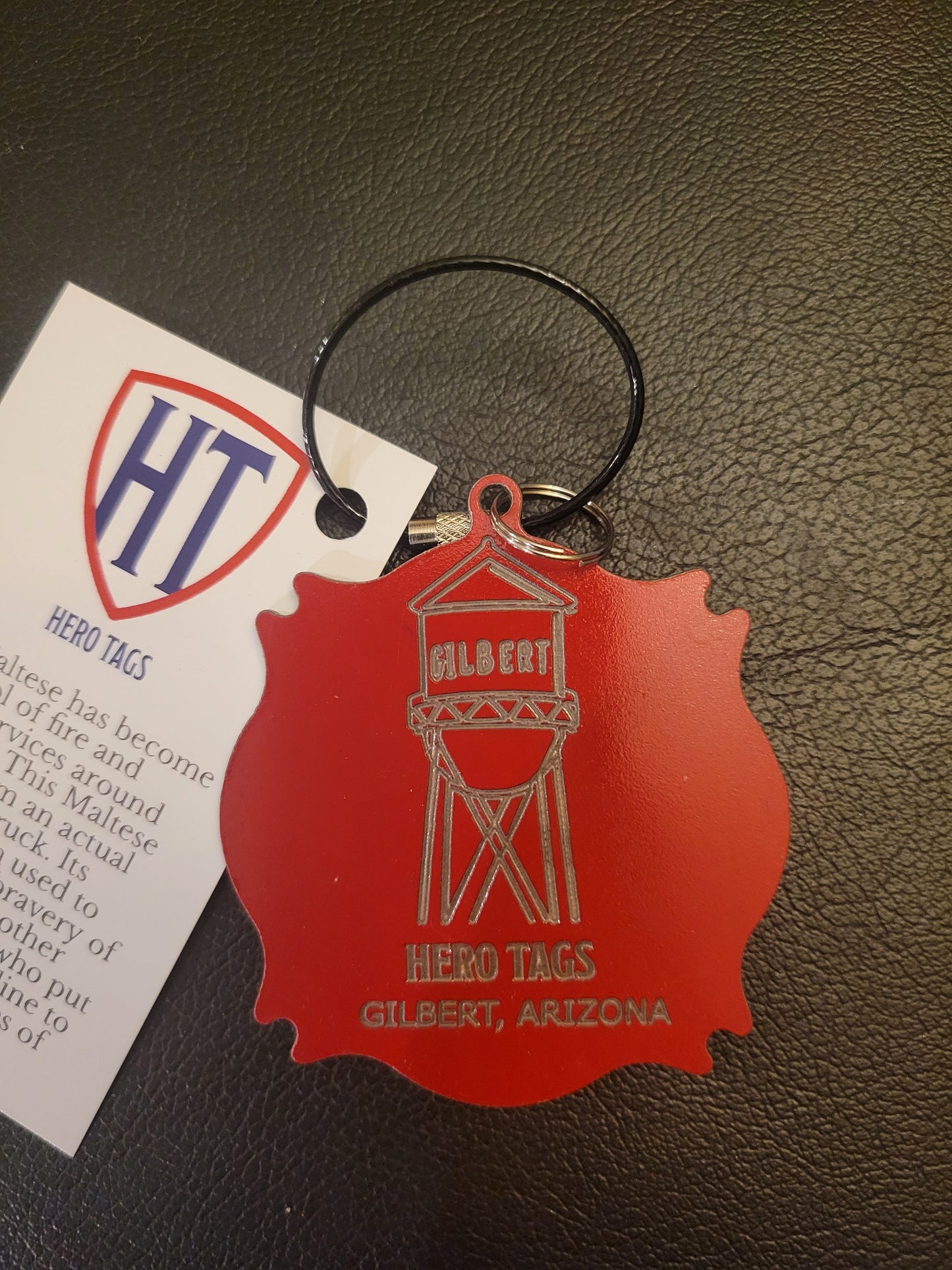 Hero tags "Gilbert water tower" real skin from a real fire truck "Steel" Tag
