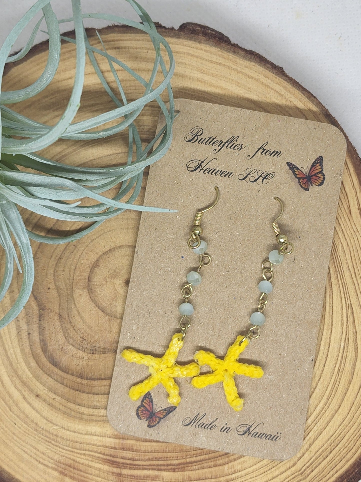 Crochet Little Starfish dangle earrings - BUTTERFLIES FROM HEAVEN
