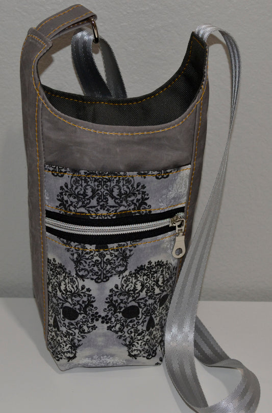 Grey Waxed Canvas Lace Skull H2O 2GO 2  - Mountain Moon Handbags