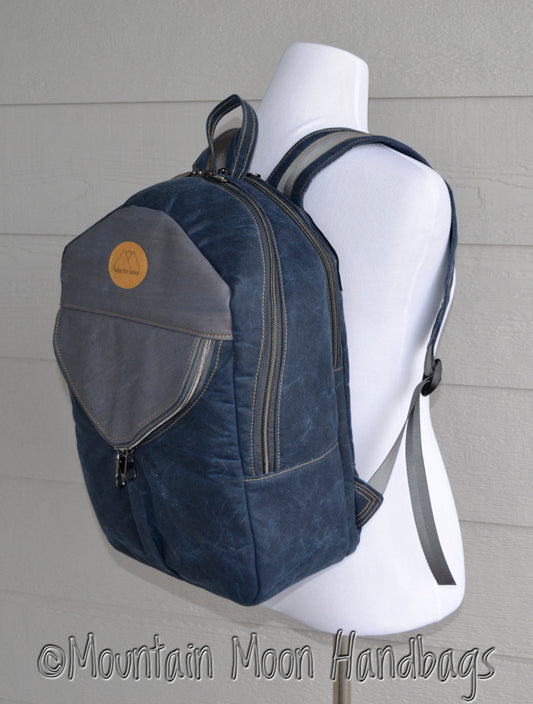 Navy Waxed Canvas Grey Cork Keanu Backpack