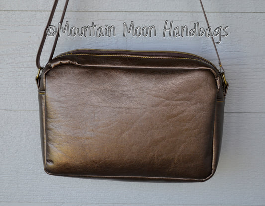 Bronze Faux Leather & Hexagon Celosia Handbag