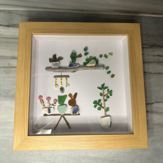 Plant Bench Tree & Wall Hanging Sea Glass Artwork - Crazy Plant Lady Gifts