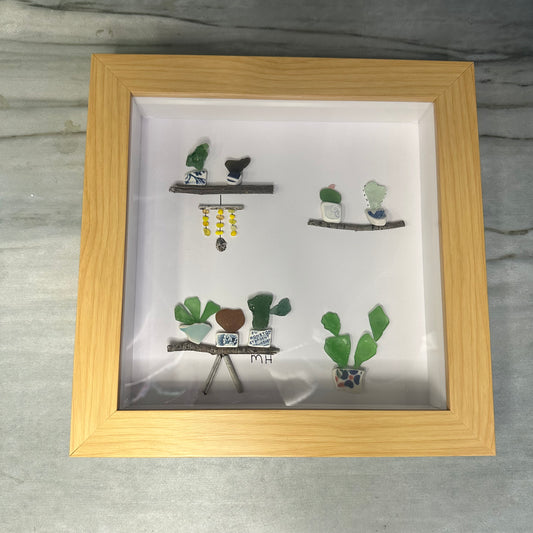 Plant Bench, Wall Hanging & Cacti Sea Glass Artwork - Crazy Plant Lady Gifts
