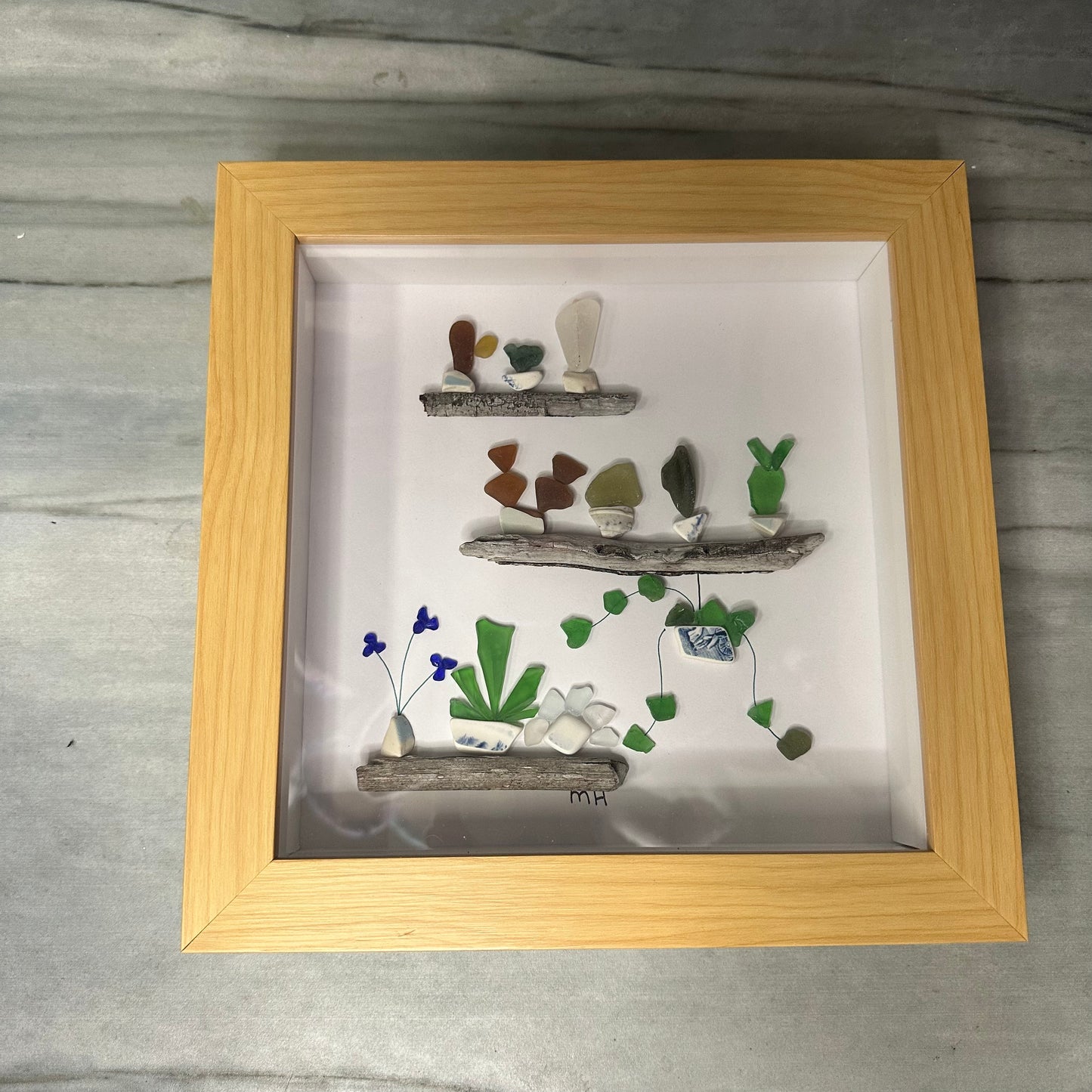 Plant Shelves & Hanging Plant Sea Glass Artwork - Crazy Plant Lady Gifts