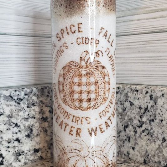Pumpkin Spice - White and Gold - 20 oz skinny - GB Designs