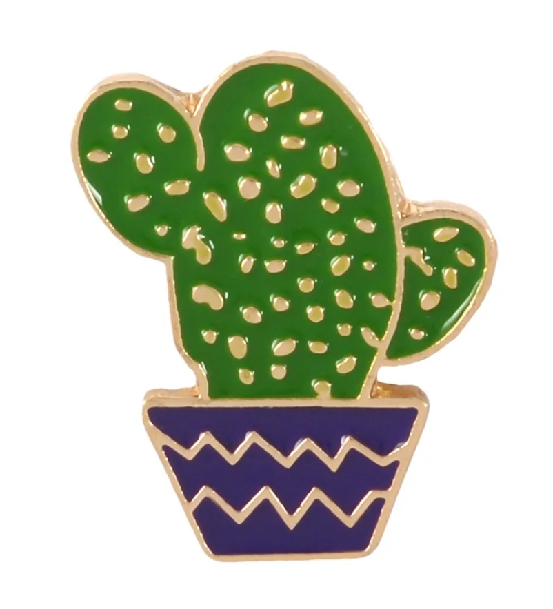 Saguaro in Navy Planter Enamel Pin - Crazy Plant Lady Gifts