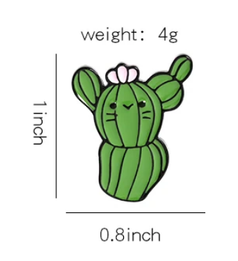 Prickly Pear Cat Cactus Enamel Pin - Crazy Plant Lady Gifts