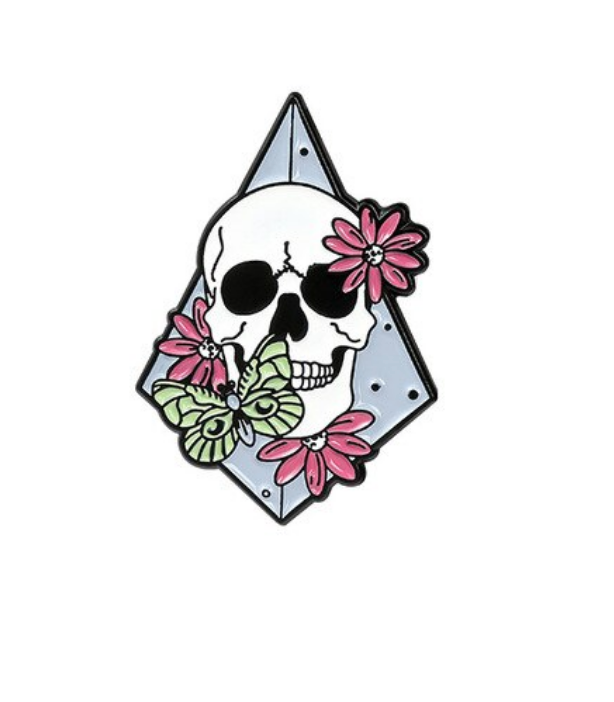 Terrarium Skull Enamel Pin - Crazy Plant Lady Gifts