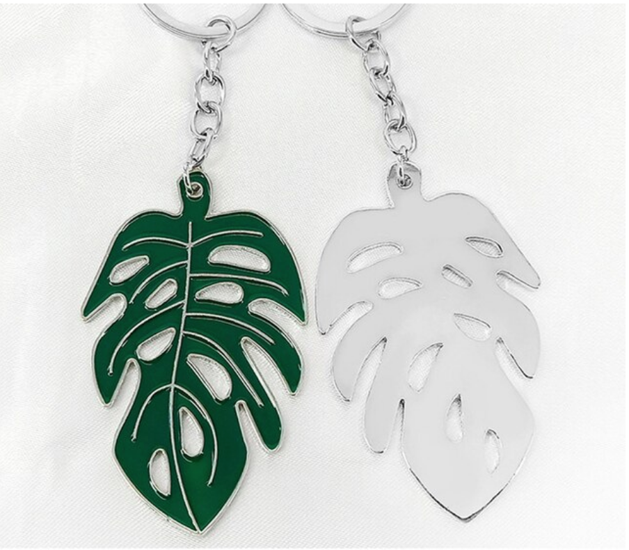 Monstera (Silver & Green) Keychain - Crazy Plant Lady Gifts