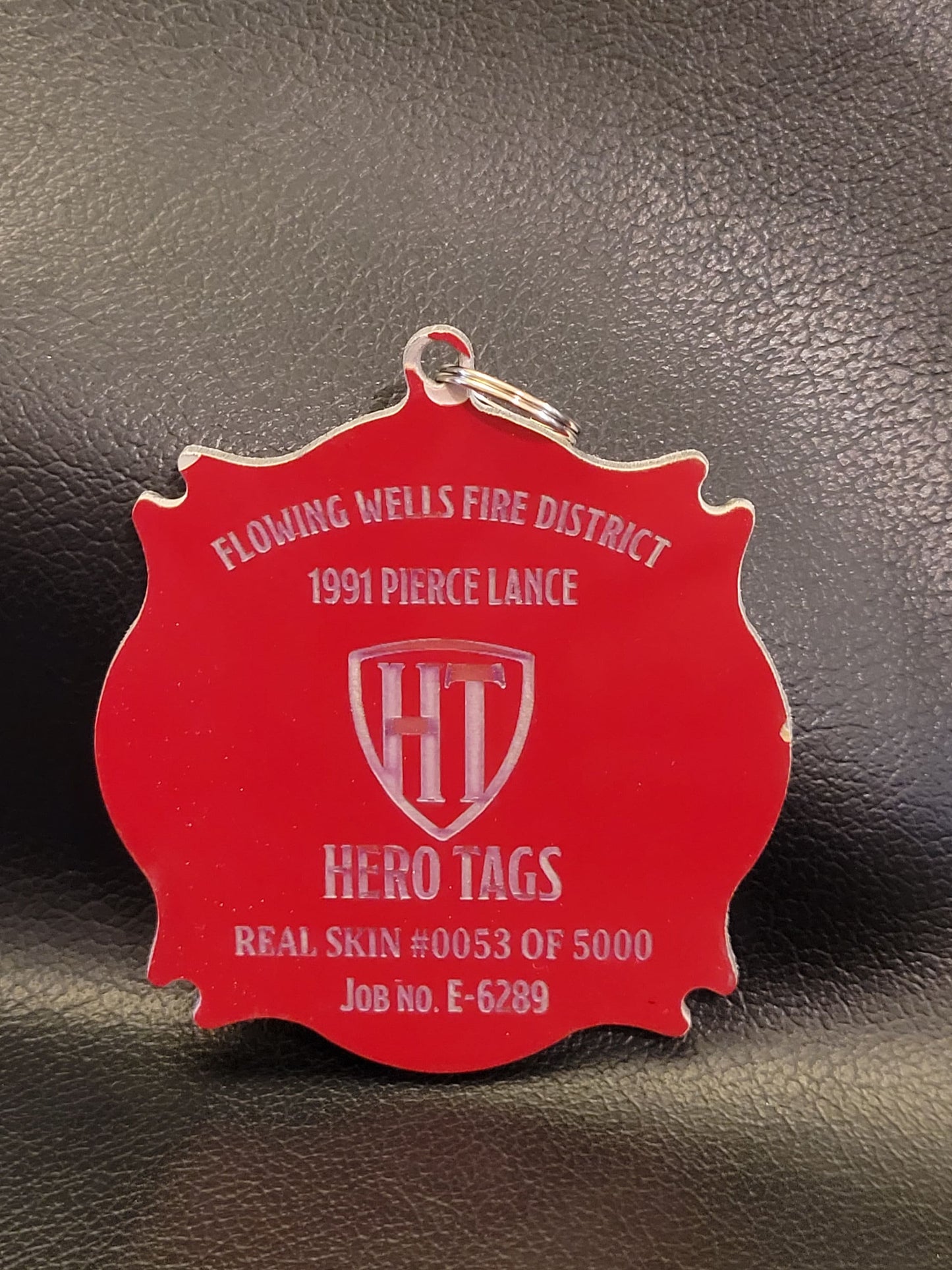 Hero tags real skin from a real fire truck "RED Aluminum" Tag