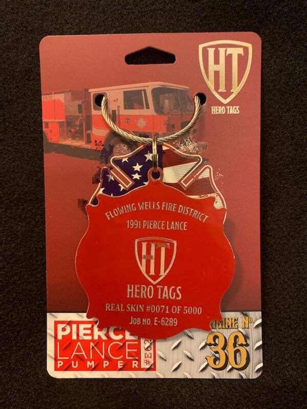 Hero tags real skin from a real fire truck "RED Aluminum" Tag