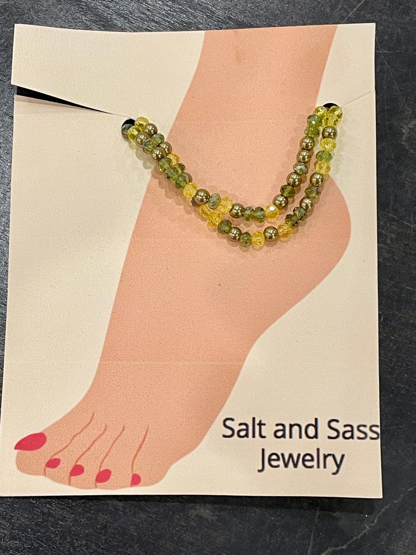 Stretch Ankle Bracelet- Salt and Sass- Green Godess