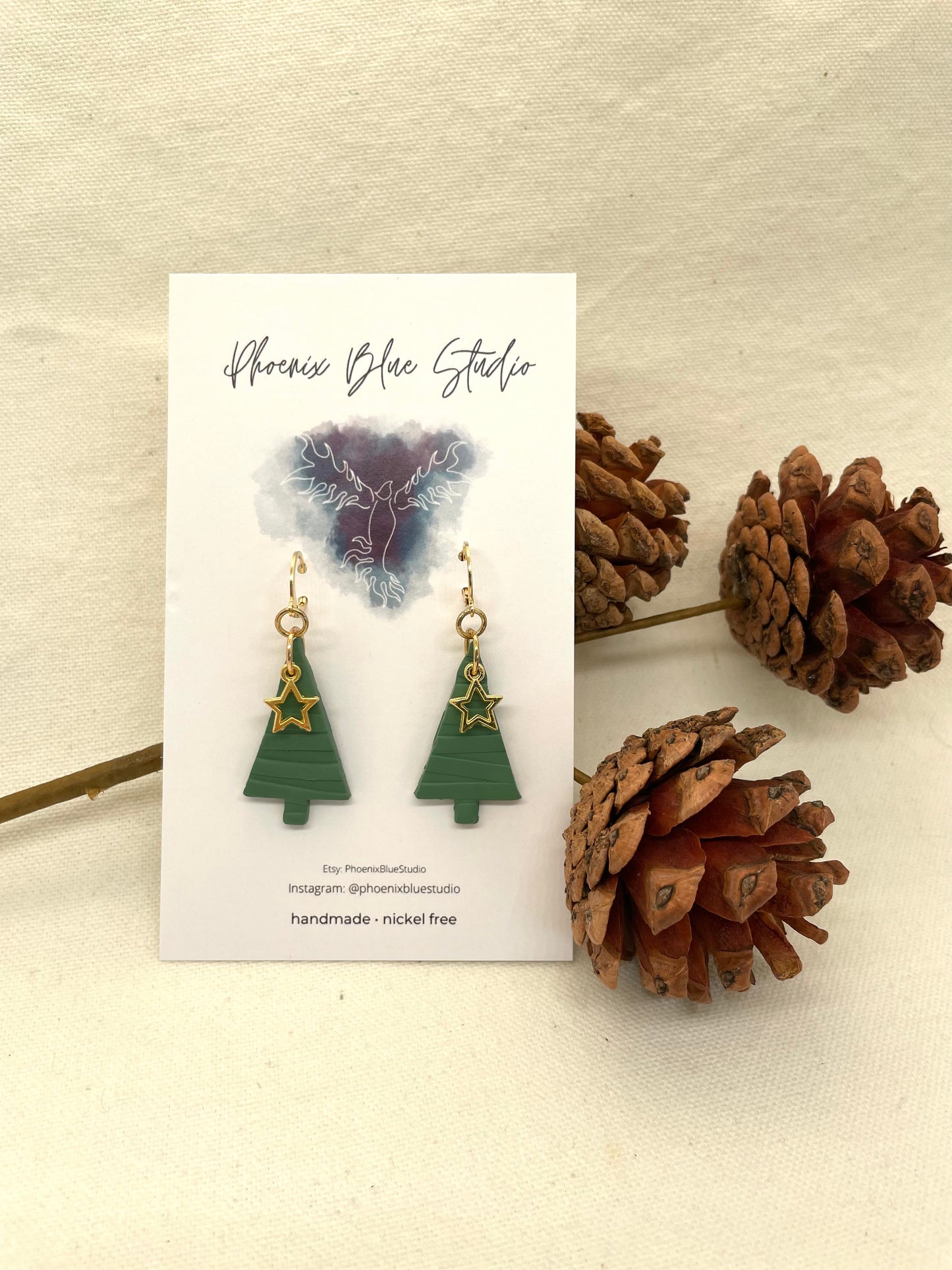 Christmas Tree Huggie Earrings - Phoenix Blue Studio