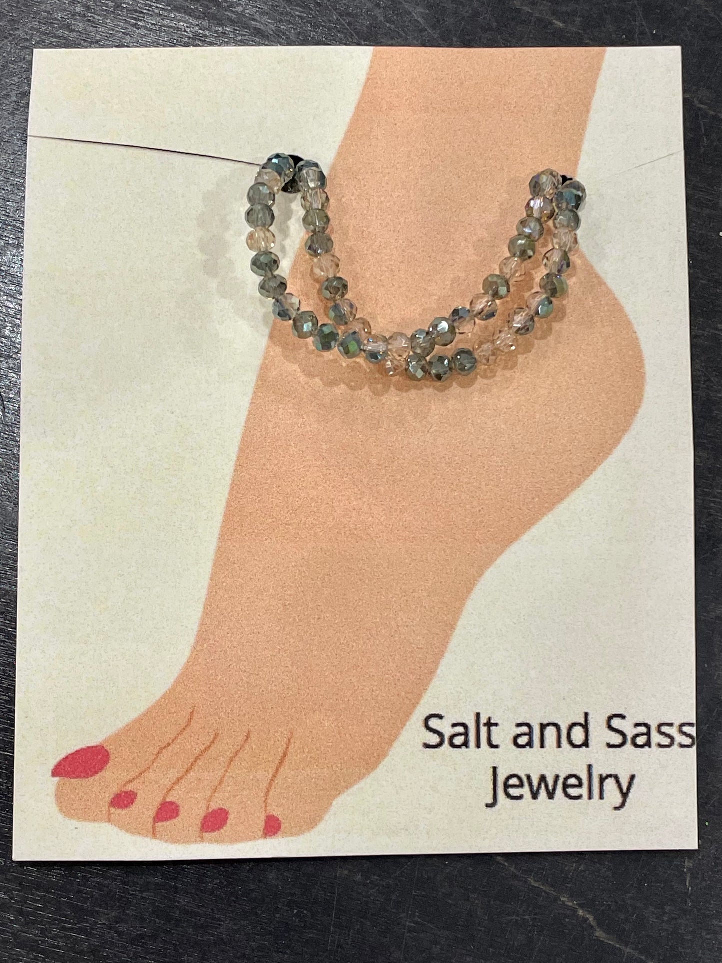 Stretch Ankle Bracelet- Salt and Sass- Sage beauty
