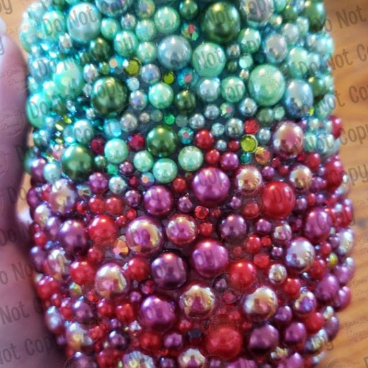 Red and Green Pearl and Stone Bling  - 12 oz - GB Designs